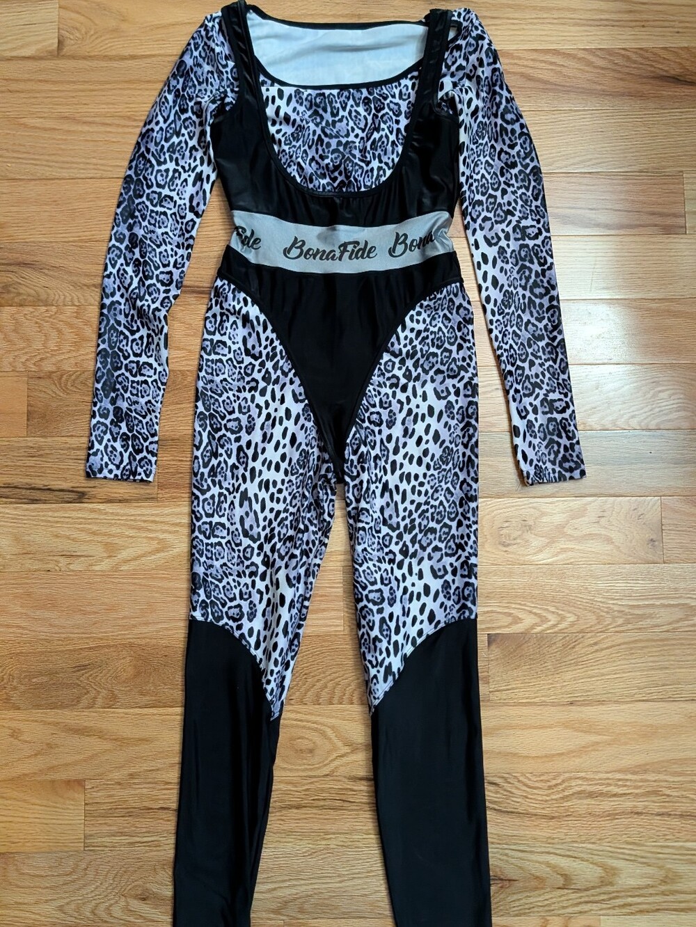 Bona Fide Leopard Catsuit Jumpsuit One Piece Festival Activewear S EUC